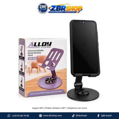 ALLOY K81 Universal Foldable Desktop Phone Stand with 360° Rotation
