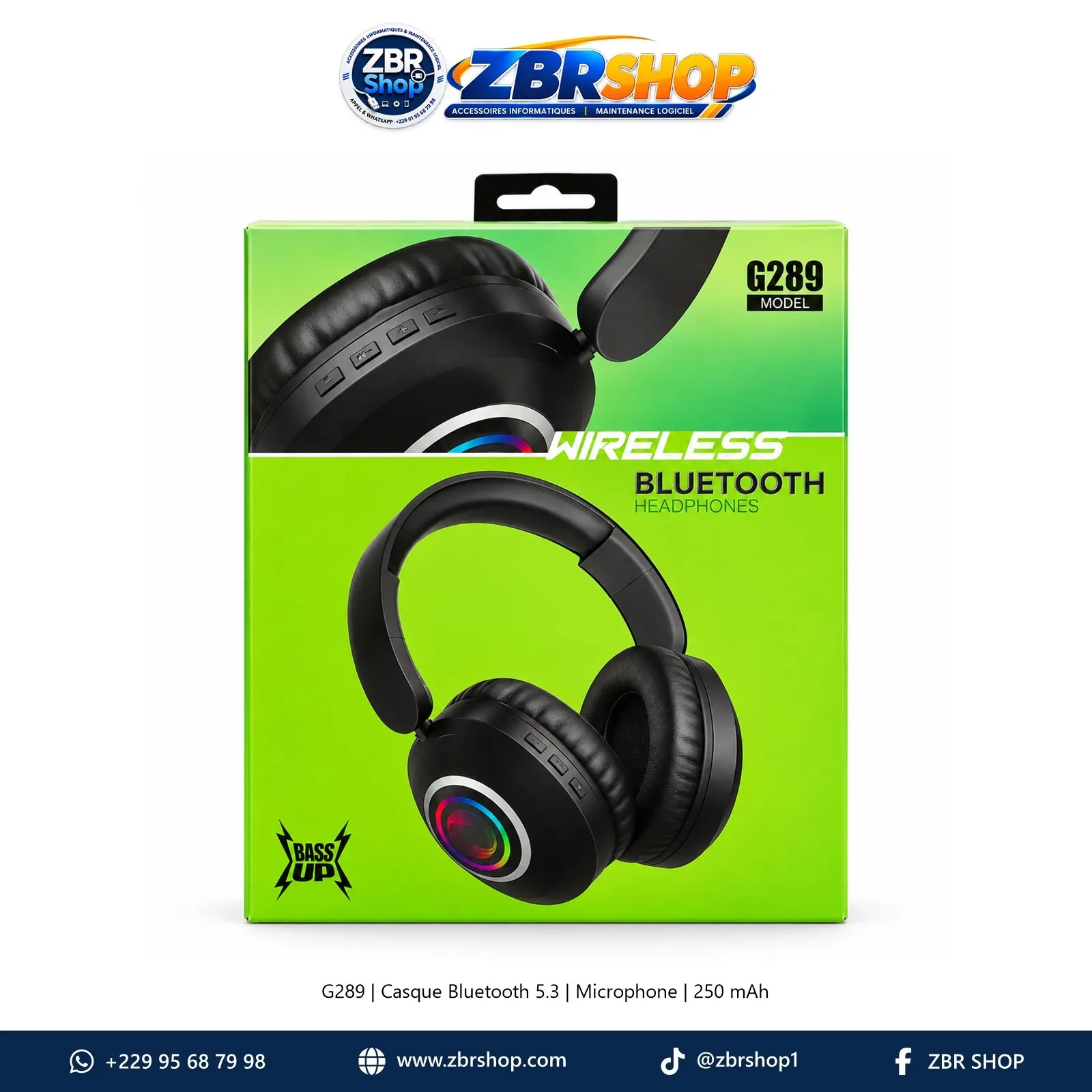 Casque Audio Sans Fil Bluetooth 5.3 G289 Bass Up avec Microphone Intégré