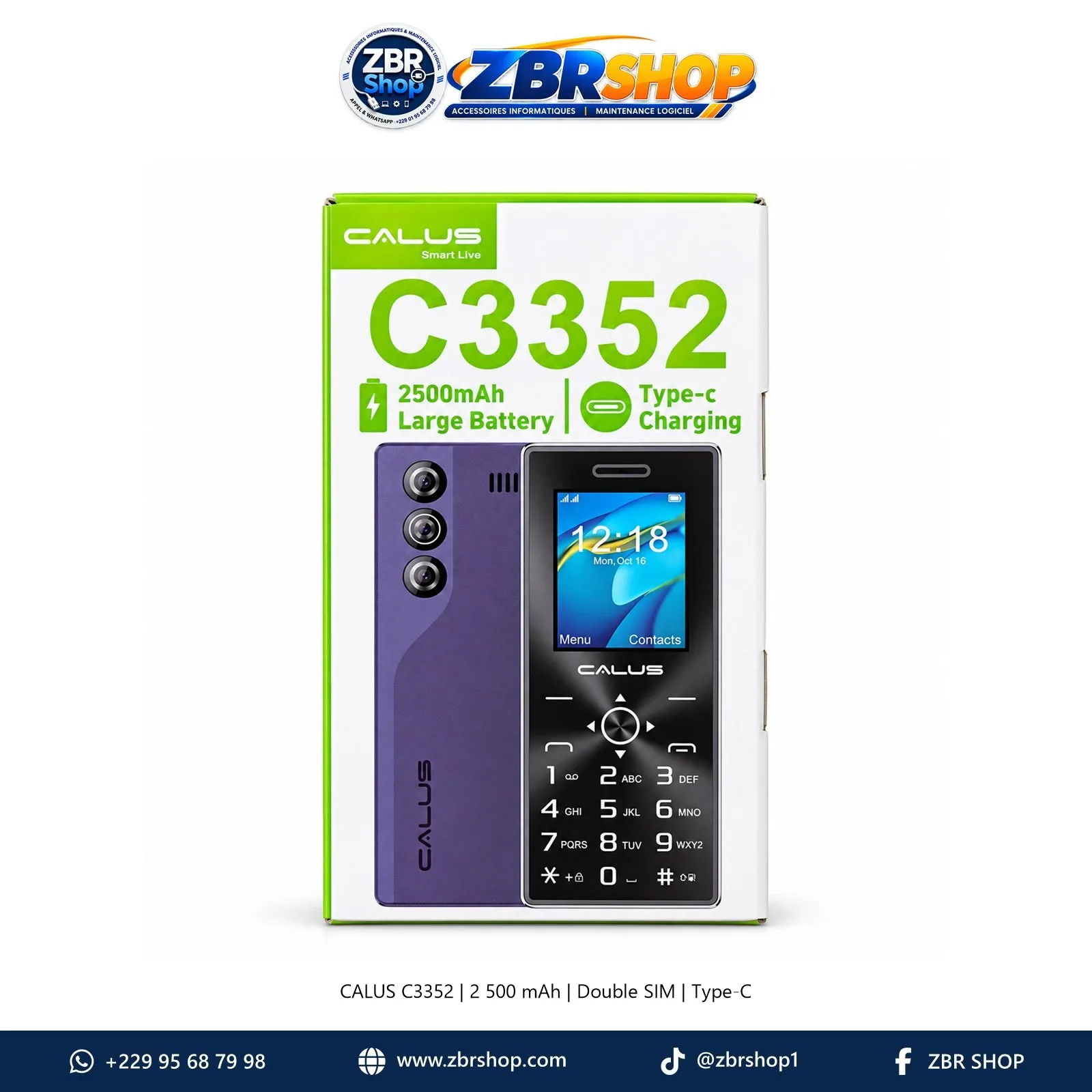 CALUS C3352 Dual SIM Feature Phone 2500mAh Battery with Type-C Charging