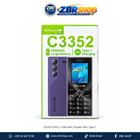 Téléphone Portable à Touches CALUS C3352 Double SIM Batterie 2500 mAh avec Port Type-C