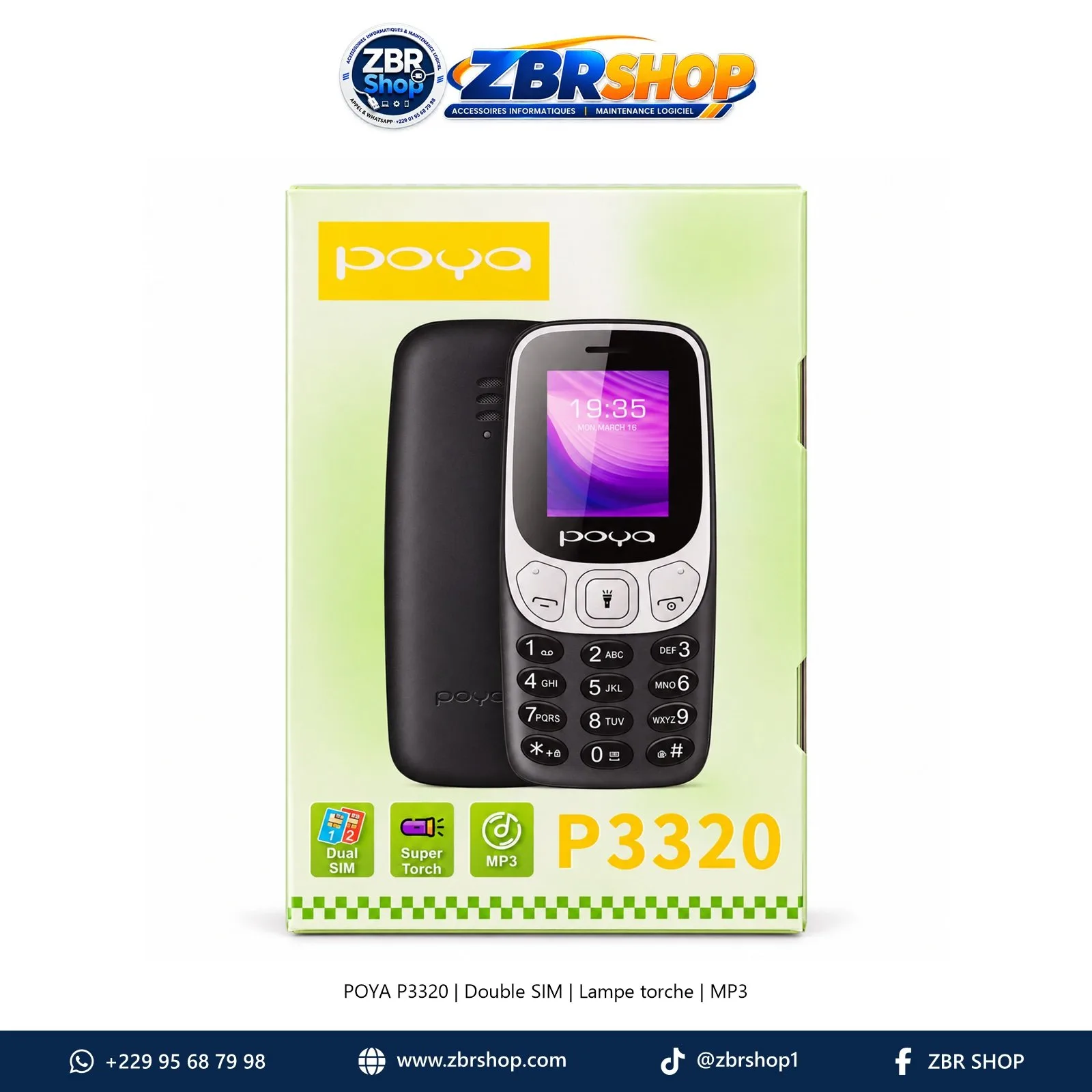 POYA P3320 Dual SIM Keypad Feature Phone with Super Torch and MP3 Player