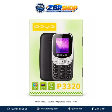 Téléphone Portable à Touches POYA P3320 Double SIM avec Super Torche et Lecteur MP3