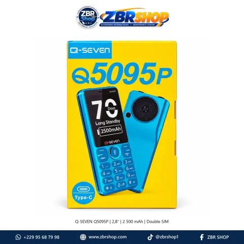 Téléphone Portable à Touches Q-SEVEN Q5095P Écran 2,8" Double SIM Batterie 2500mAh avec Port Type-C