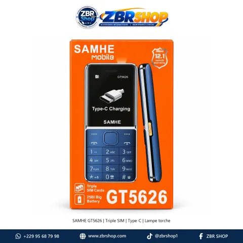 Téléphone Portable à Touches SAMHE Mobile GT5626 / GT5629 Écran 1,77" Triple SIM avec Port Type-C