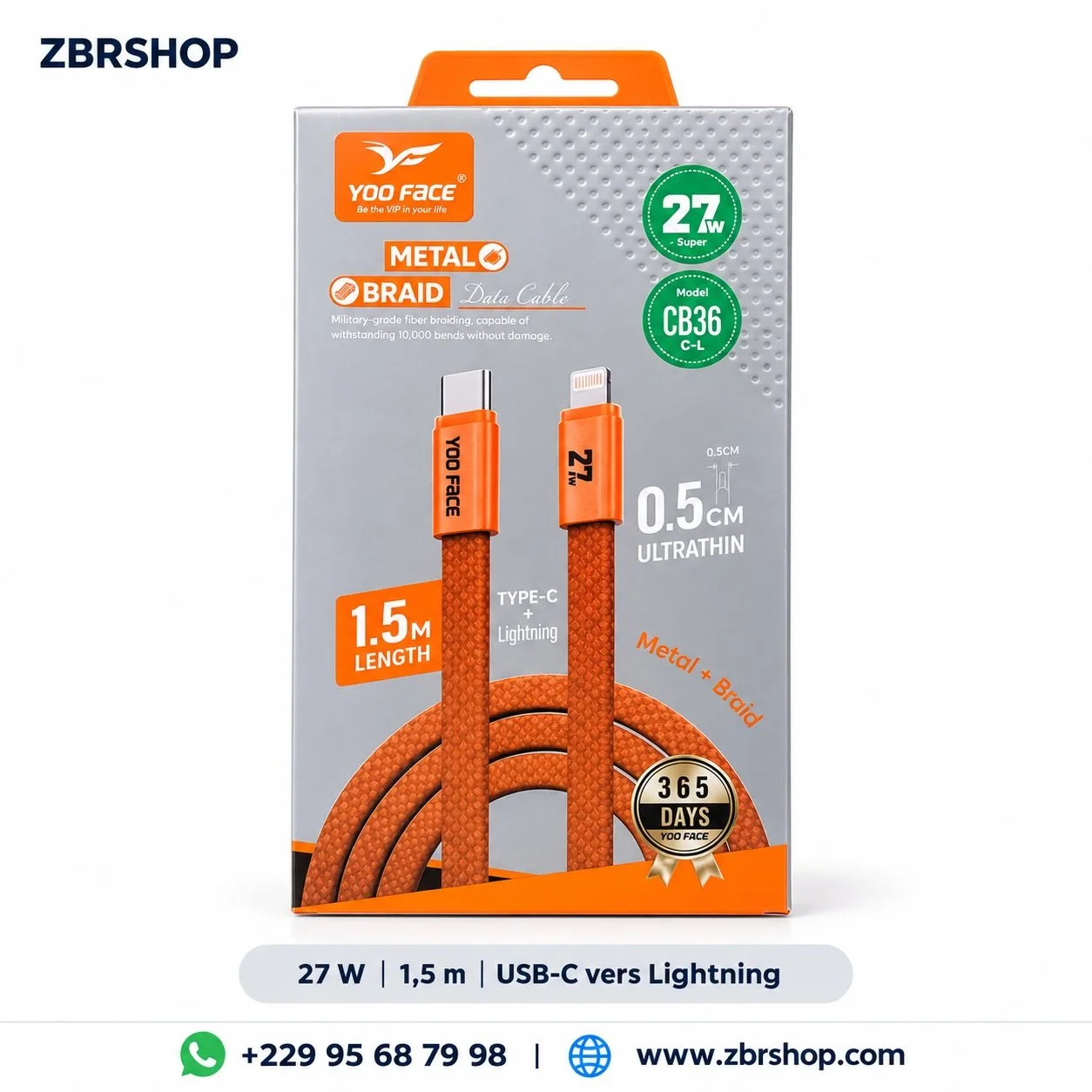 Câble YOO FACE CB36 USB-C vers C/Lightning