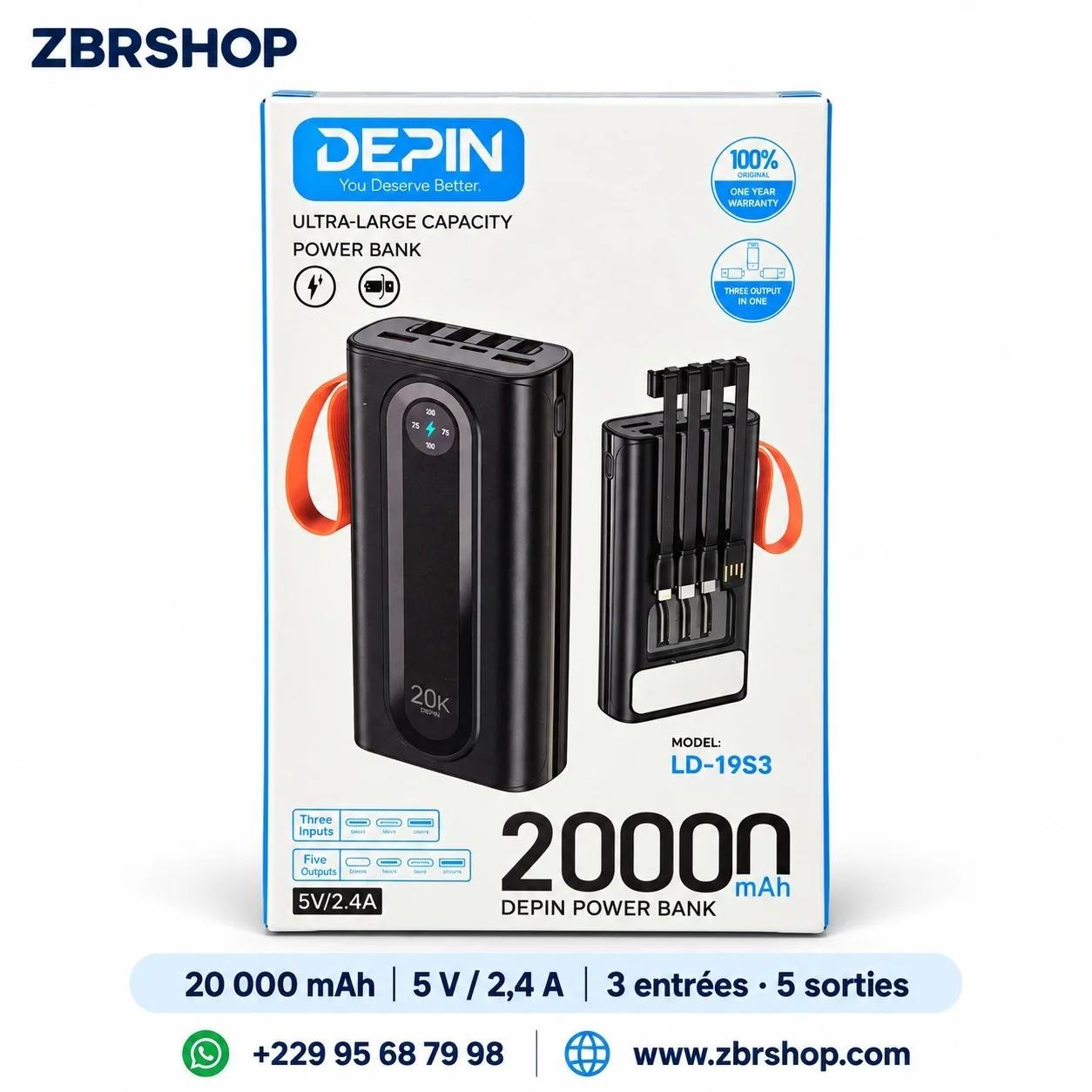 Batterie externe DEPIN LD-19S3 20 000 mAh