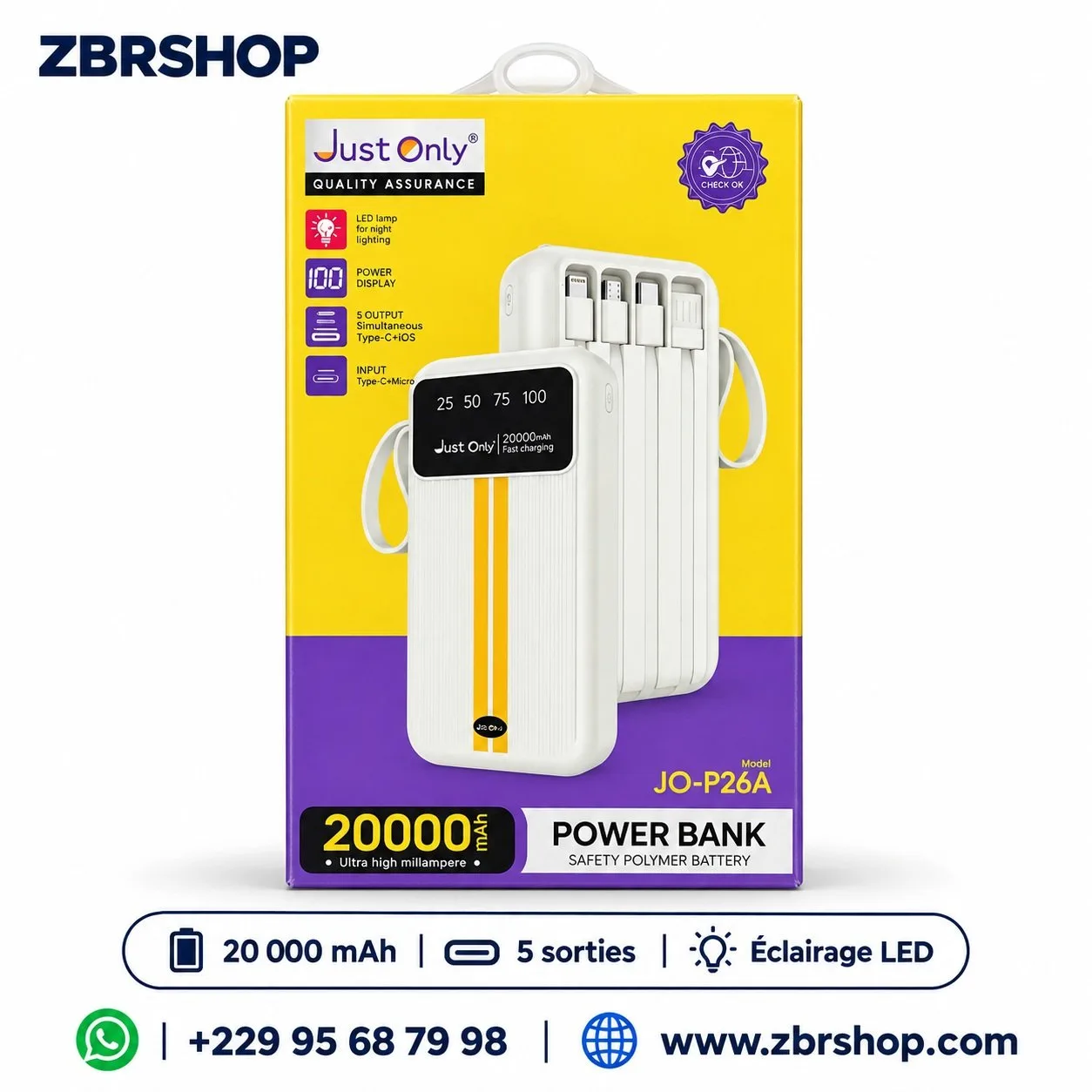 Batterie externe Just Only JO-P26A 20 000 mAh