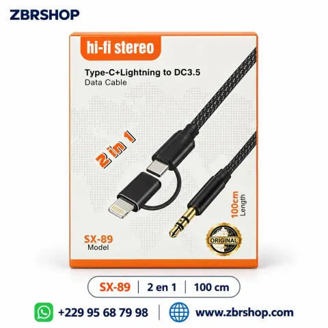 Câble audio SX-89 Type-C et Lightning 100 cm