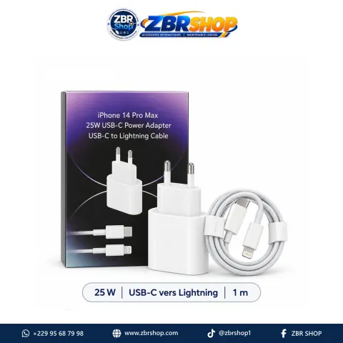 Chargeur USB-C 25 W avec câble Lightning 1 m