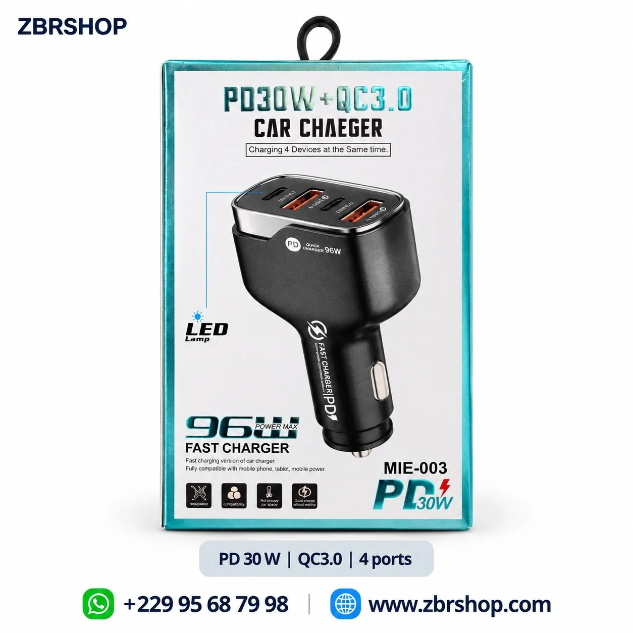 Chargeur voiture MIE-003 à 4 ports