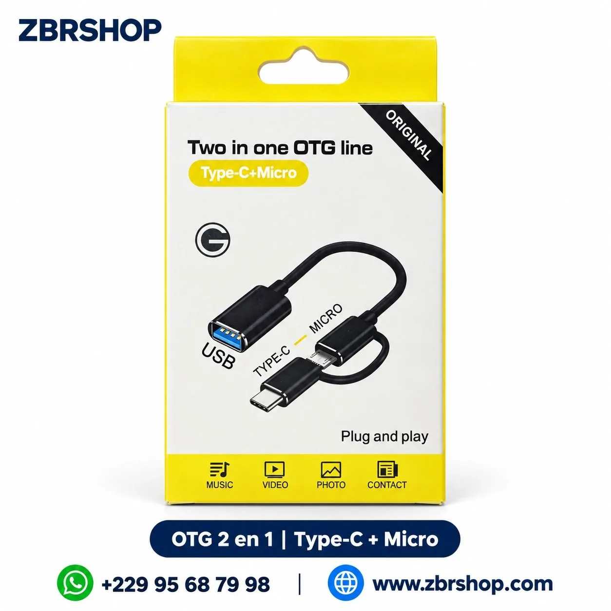 OTG 2 en 1 (Type-C + Micro USB vers USB femelle)