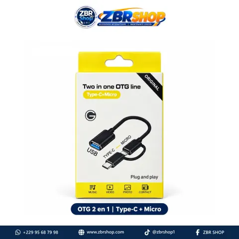 OTG 2 en 1 (Type-C + Micro USB vers USB femelle)