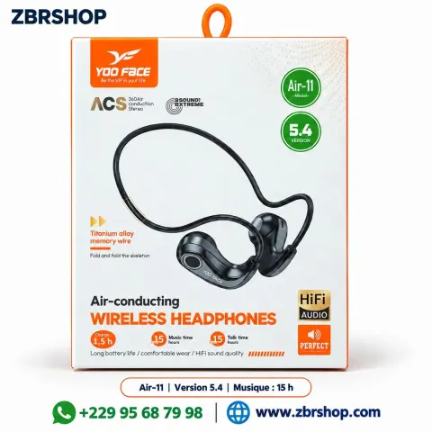 Écouteurs sans fil à conduction aérienne YOO FACE Air-11 (Bluetooth 5.4)