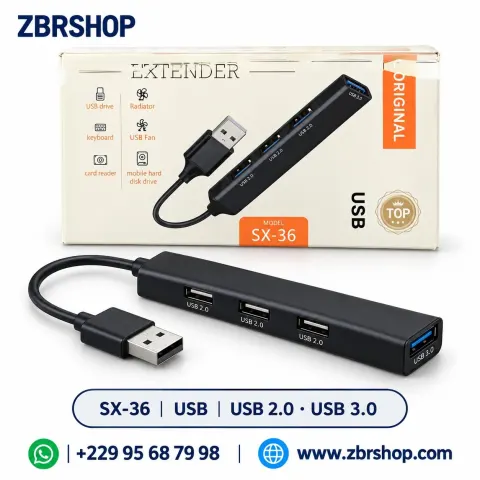 Concentrateur USB (Hub) 4 ports - Modèles SX-35 (Type-C) et SX-36 (USB-A)