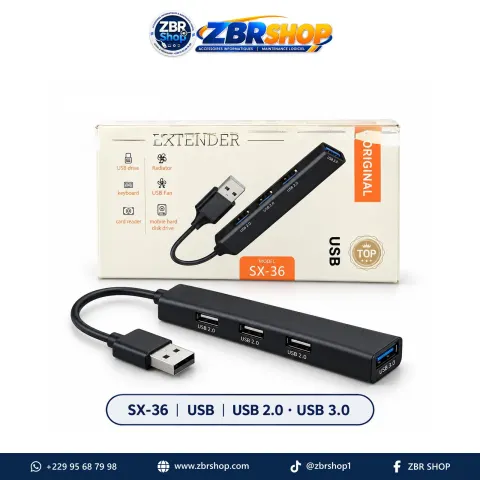 Concentrateur USB (Hub) 4 ports - Modèles SX-35 (Type-C) et SX-36 (USB-A)