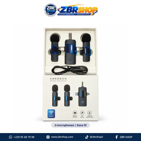 Microphone sans fil double (Kit de 2 micros + récepteur)
