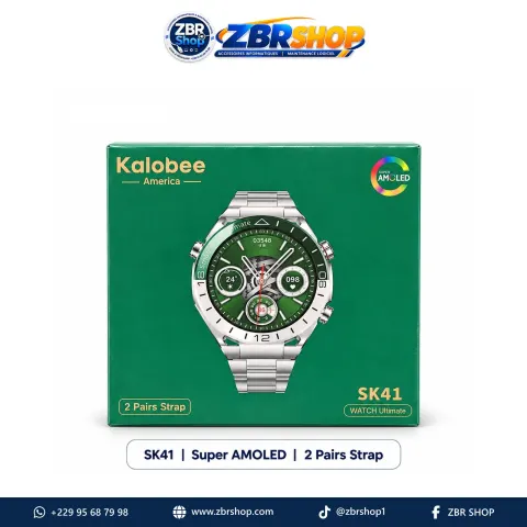 Montre connectée Kalobee America SK41 (Écran AMOLED, 2 Bracelets)