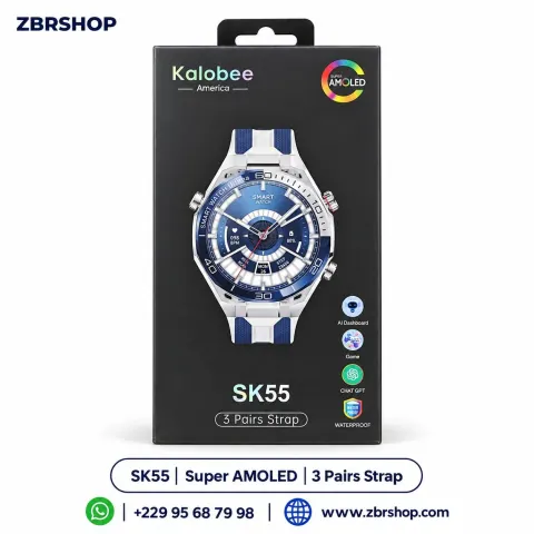 Montre connectée Kalobee America SK55 (Écran AMOLED, 3 Bracelets, ChatGPT)