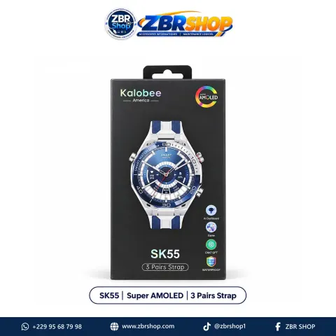 Montre connectée Kalobee America SK55 (Écran AMOLED, 3 Bracelets, ChatGPT)