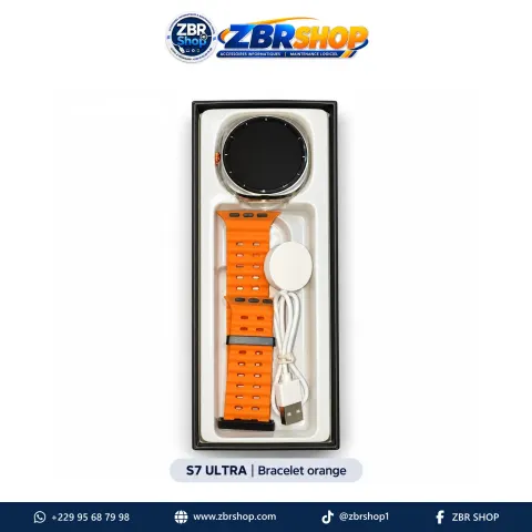 Montre connectée S7 Ultra (Bracelet Orange, Écran Tactile)