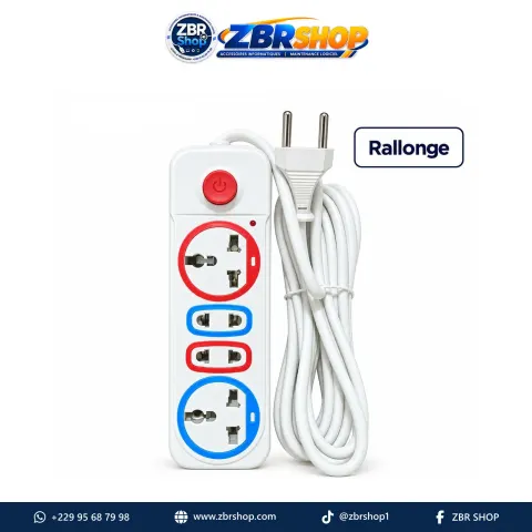 Rallonge électrique multiprise (4 prises universelles, interrupteur)