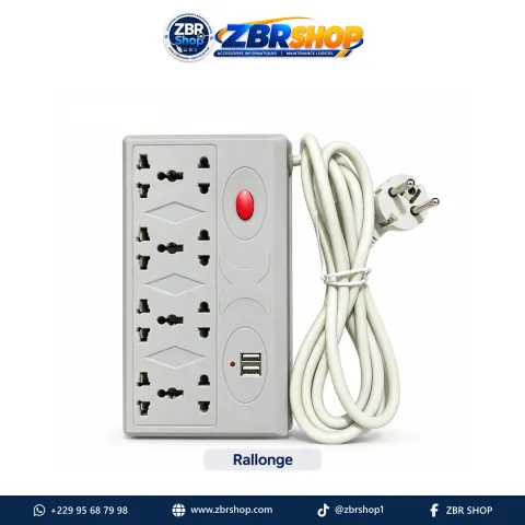 Power Strip Extension (4 Universal Sockets + 2 USB Ports)
