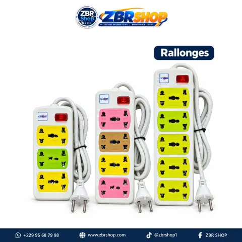 Rallonge électrique multiprise CICIMARK (Prises universelles colorées)
