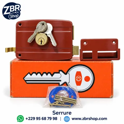 Serrure de porte mécanique (Rouge, avec 3 clés et accessoires)