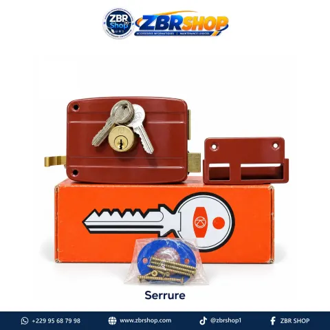 Mechanical Door Lock (Red, with 3 Keys and Accessories)