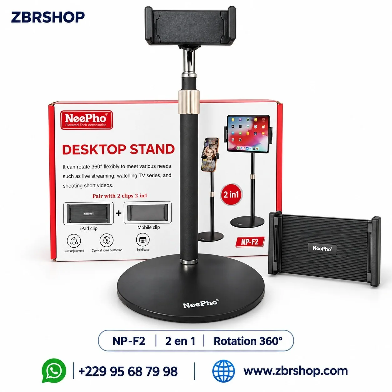 Support de bureau NeePho NP-F2 (2 en 1, pour téléphone et tablette)