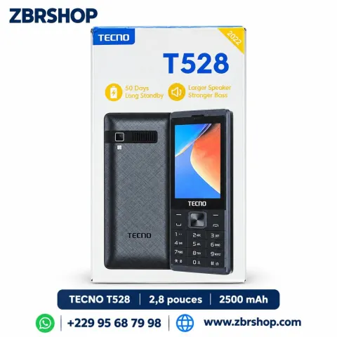 Téléphone portable TECNO T528 (Double SIM, 50 jours d'autonomie)