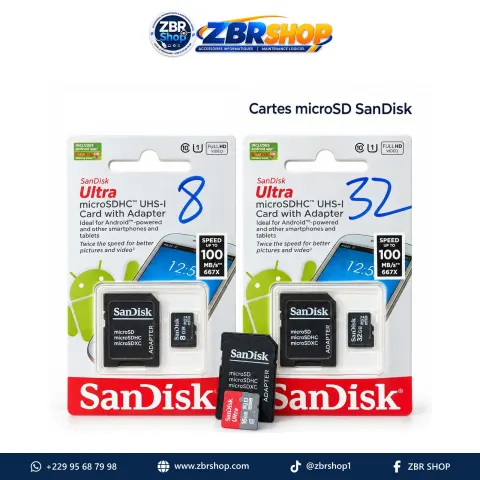 Cartes microSD SanDisk Ultra avec adaptateur SD