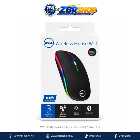 Dell W10 Wireless Mouse (RGB, 2.4G + Bluetooth)