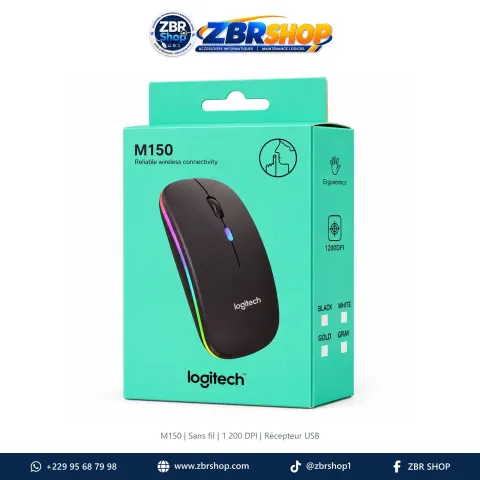 Souris sans fil Logitech M150 (RGB, 1200 DPI)